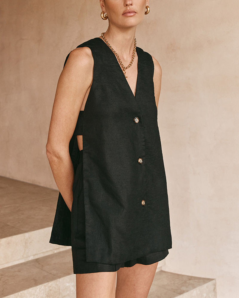 Fiona - Sleeveless Set with Buttons — view 6