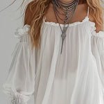 Bohemian and Fluid Mini Dress with Cut-Out Shoulders — view 3