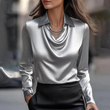 Inês - Luxurious Satin Blouse with Soft Neckline — view 3