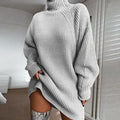 Knit Dress with High Collar and Raglan Sleeves — view 2