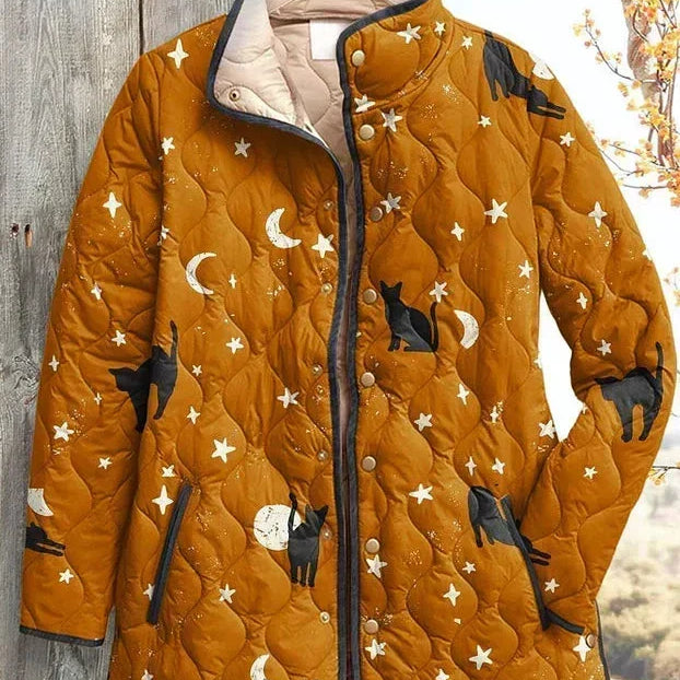 Wibke™ | Quilted Jacket with Cats and Moons