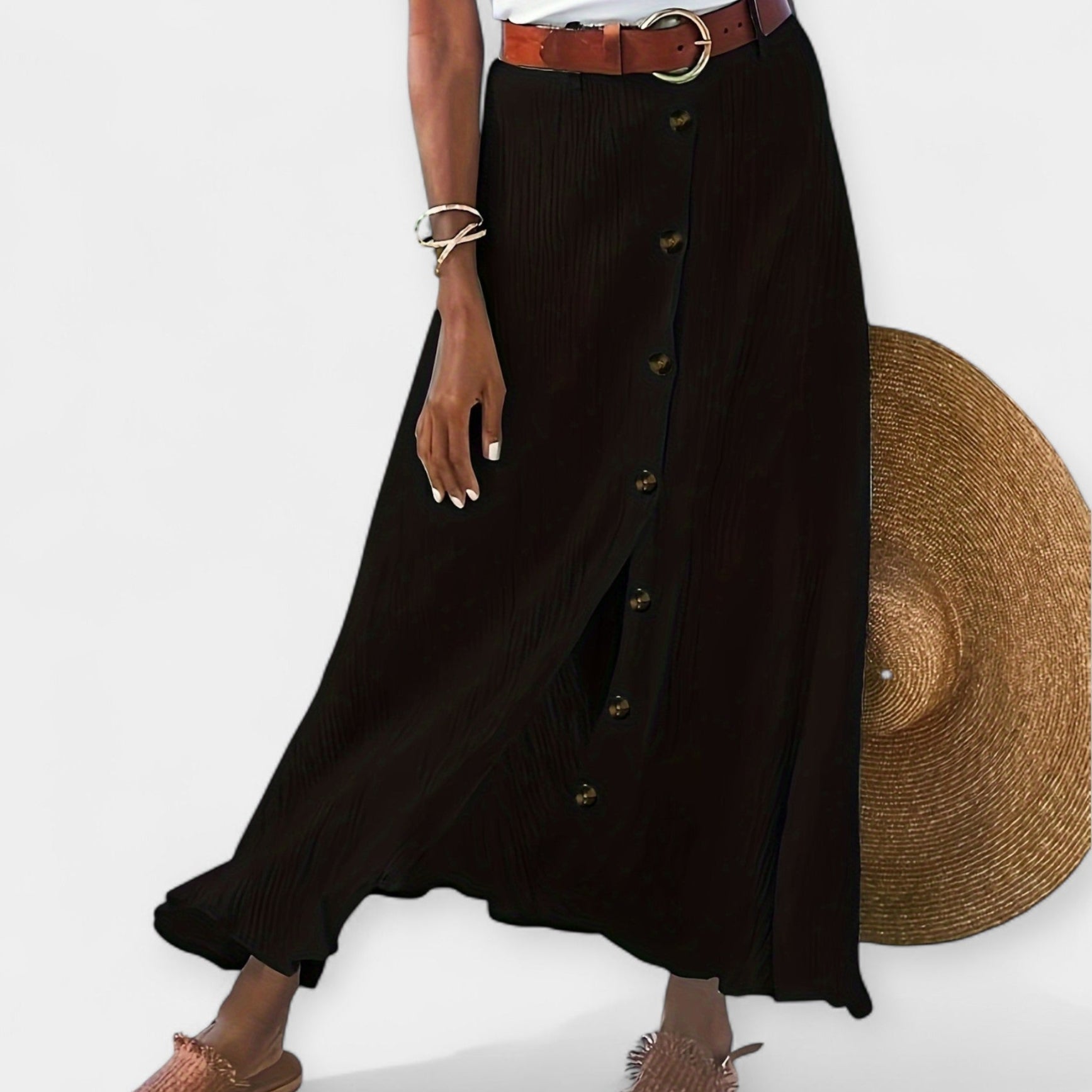 Semi-Sheer Maxi Skirt with Slit