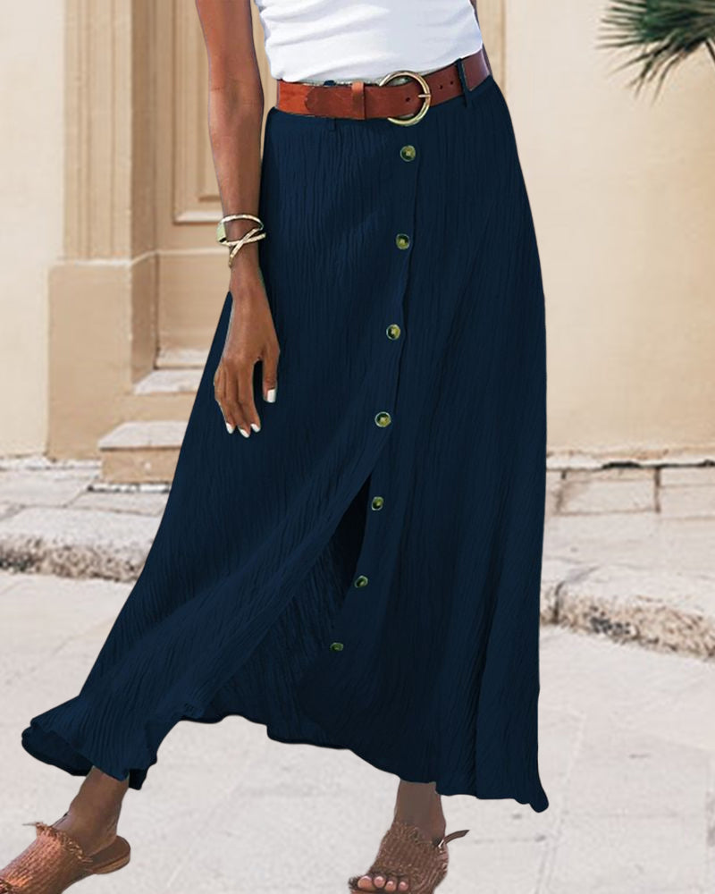 Syndy - Flowing Skirt with Buttons — view 7