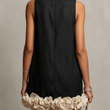 Beige Sleeveless Mini Dress with 3D Flowers — view 2