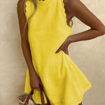 Sleeveless Mini Dress with Wavy Hem — view 3