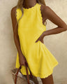 Sleeveless Mini Dress with Wavy Hem — view 3