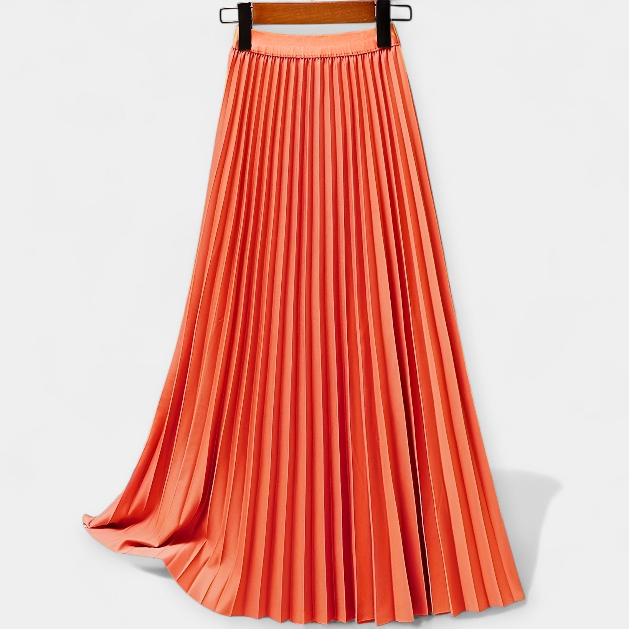 Long Pleated Satin Skirt — view 14