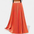 Long Pleated Satin Skirt — view 14