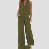 Aira - Vest with Buttons & Wide-Leg Pants Set — view 7