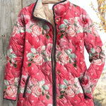 Sieglinde™ | Quilted Jacket with Roses in Berry