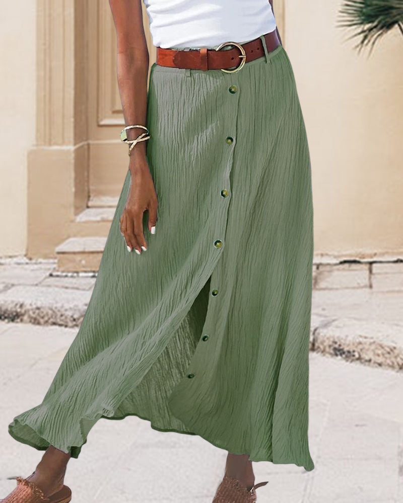 Syndy - Flowing Skirt with Buttons — view 5