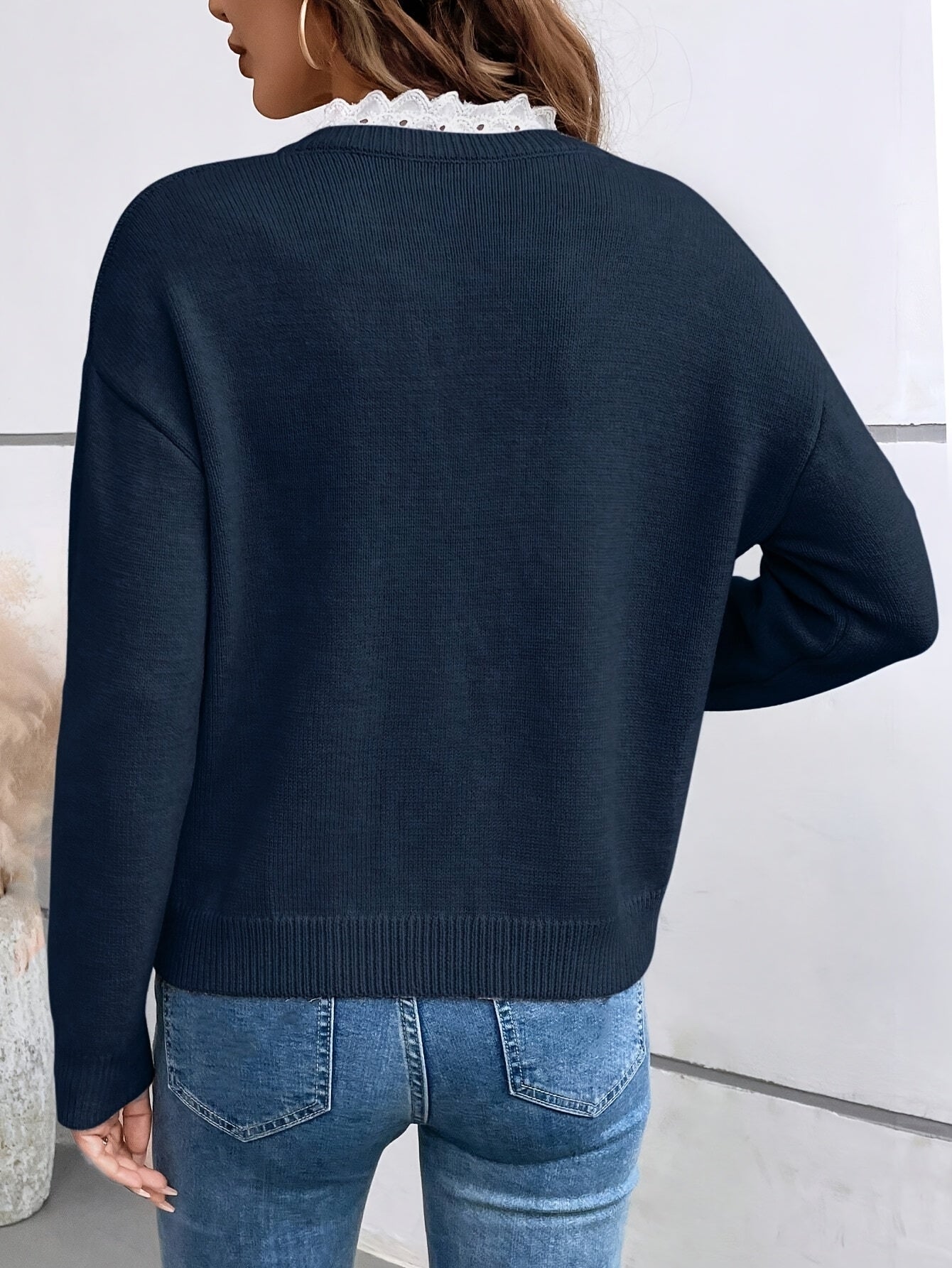 Nora - Knit Sweater with Lace — view 5