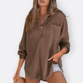 Inês - Lightweight Tunic Blouse with V-Neck and Buttons — view 4
