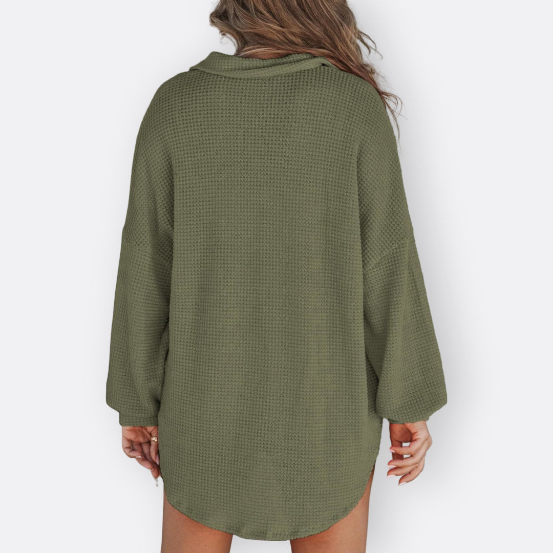 Inês - Lightweight Tunic Blouse with V-Neck and Buttons — view 12