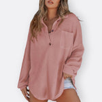 Inês - Lightweight Tunic Blouse with V-Neck and Buttons — view 2
