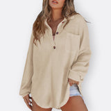 Inês - Lightweight Tunic Blouse with V-Neck and Buttons — view 3