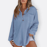 Inês - Lightweight Tunic Blouse with V-Neck and Buttons — view 6