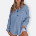 Inês - Lightweight Tunic Blouse with V-Neck and Buttons — view 6