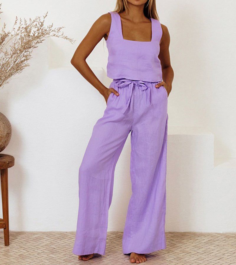 Megan - Minimalist Top and Flared Pants Set — view 3