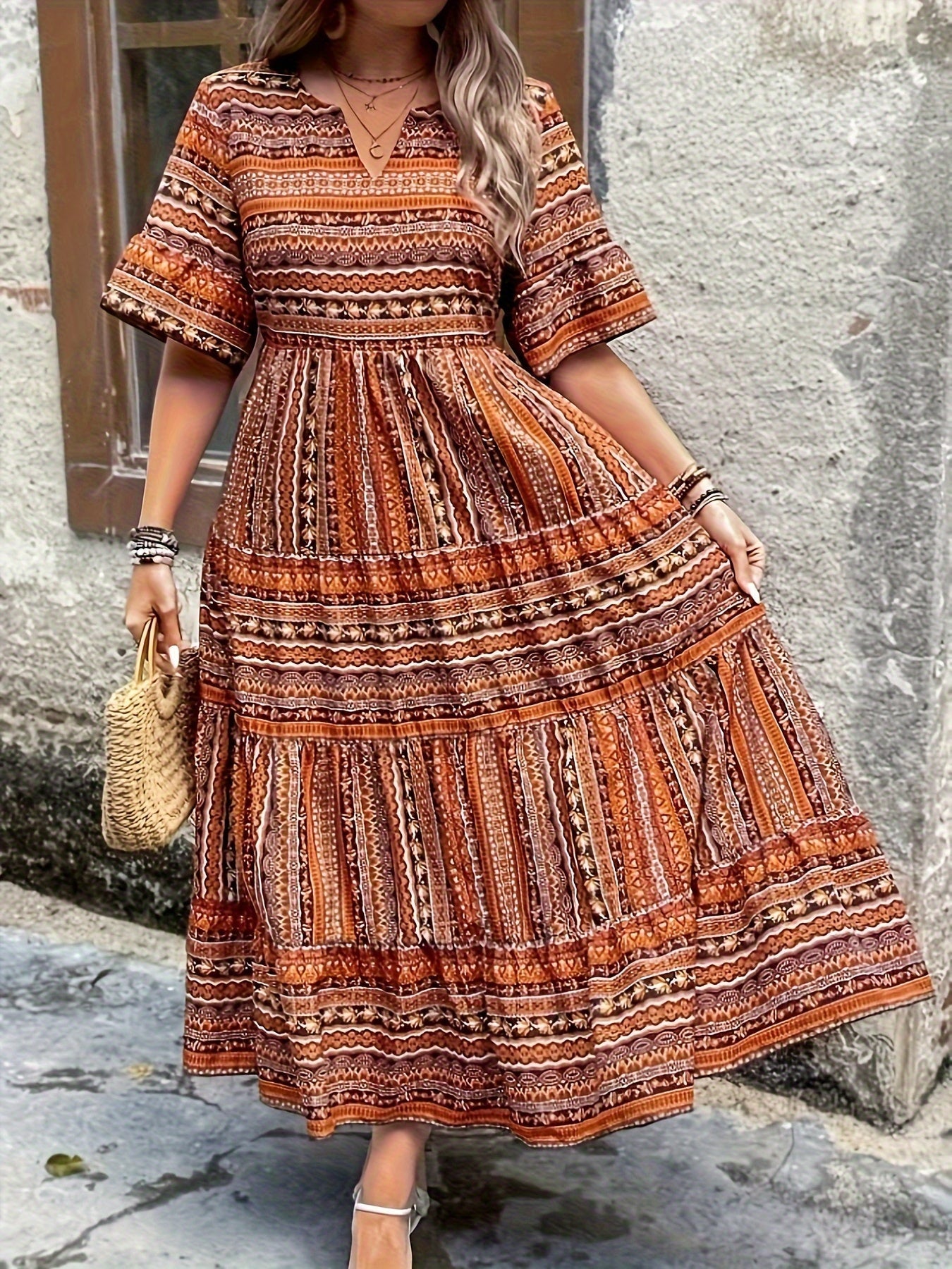 Joraine - Flowing Ethnic Dress — view 3