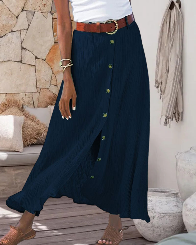 Syndy - Flowing Skirt with Buttons — view 6