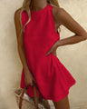 Sleeveless Mini Dress with Wavy Hem — view 4