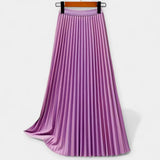 Long Pleated Satin Skirt — view 3