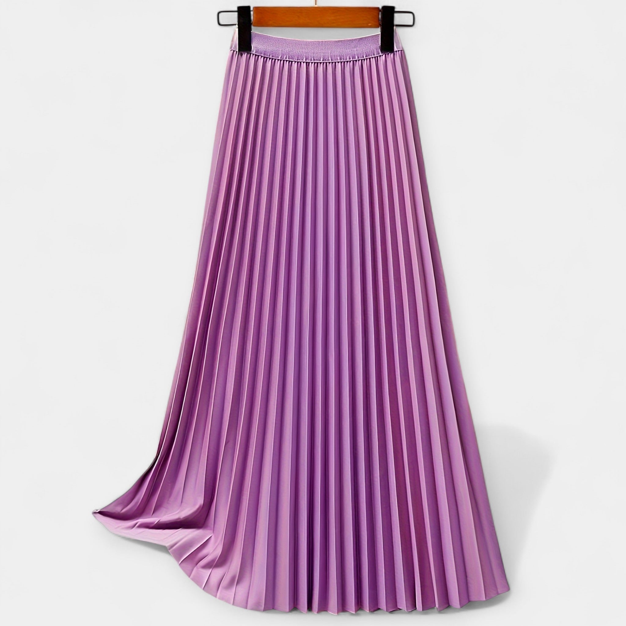 Long Pleated Satin Skirt — view 3