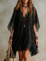 Green Chiffon Mini Dress with V-Neck — view 2