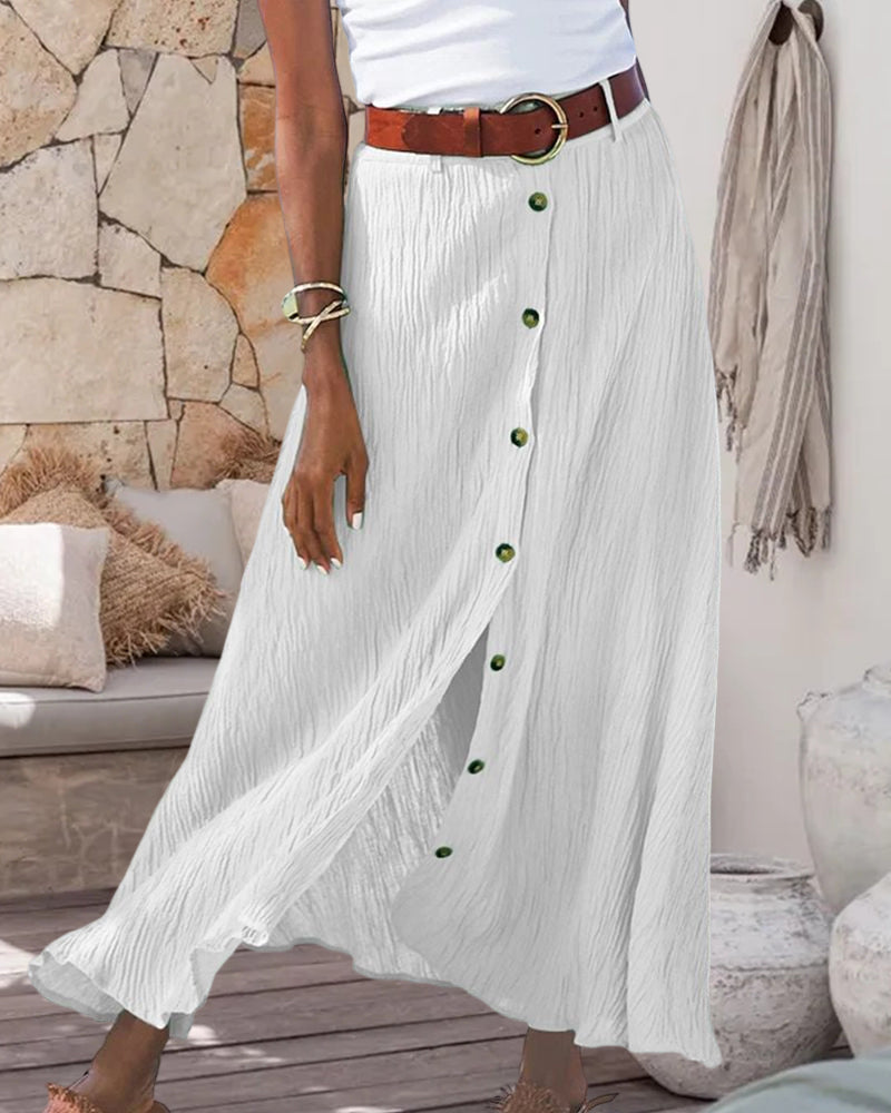 Syndy - Flowing Skirt with Buttons — view 9