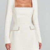 Mini Dress with Pockets and Pearl Details — view 4