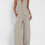 Aira - Vest with Buttons & Wide-Leg Pants Set — view 2