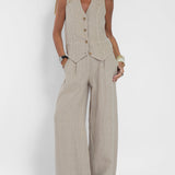 Aira - Vest with Buttons & Wide-Leg Pants Set — view 2