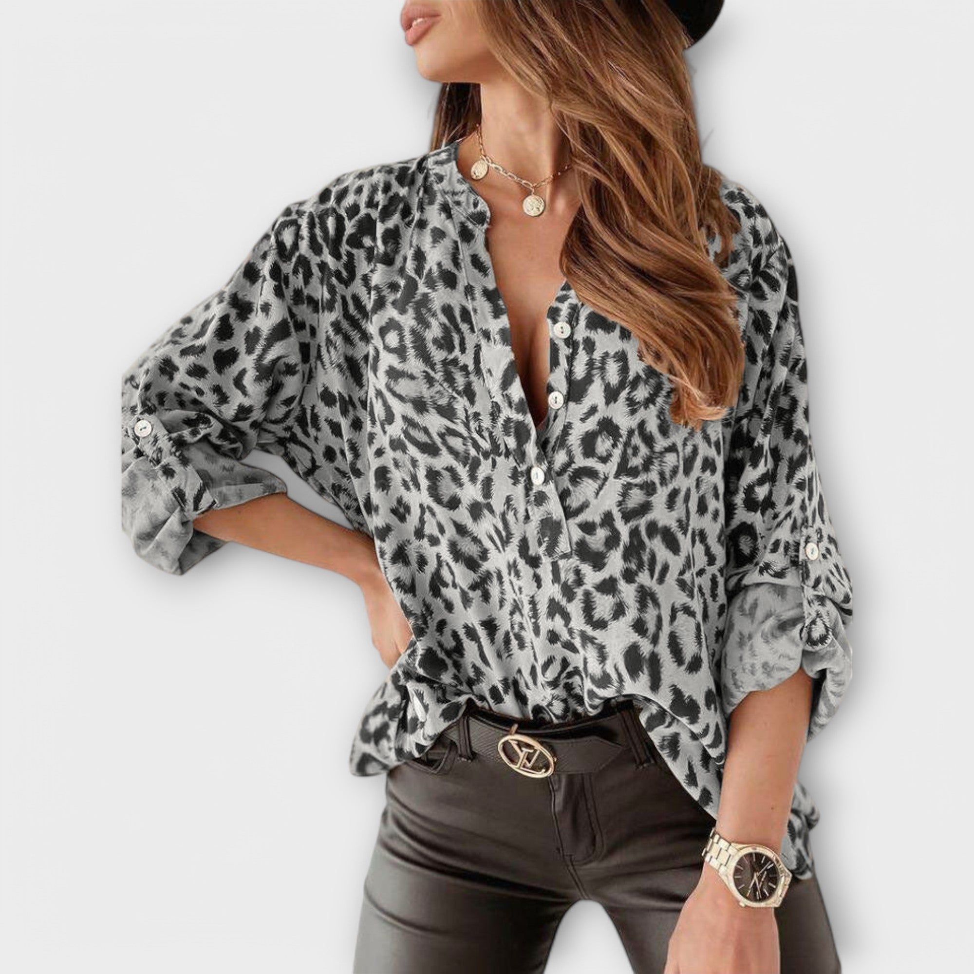 Iara - Modern Leopard Print Blouse — view 2