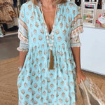 MANA | Midi Dress with Floral Print and V-Neck — view 5