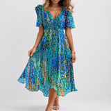 Saphir | Airy Blue Midi Dress at the Beach