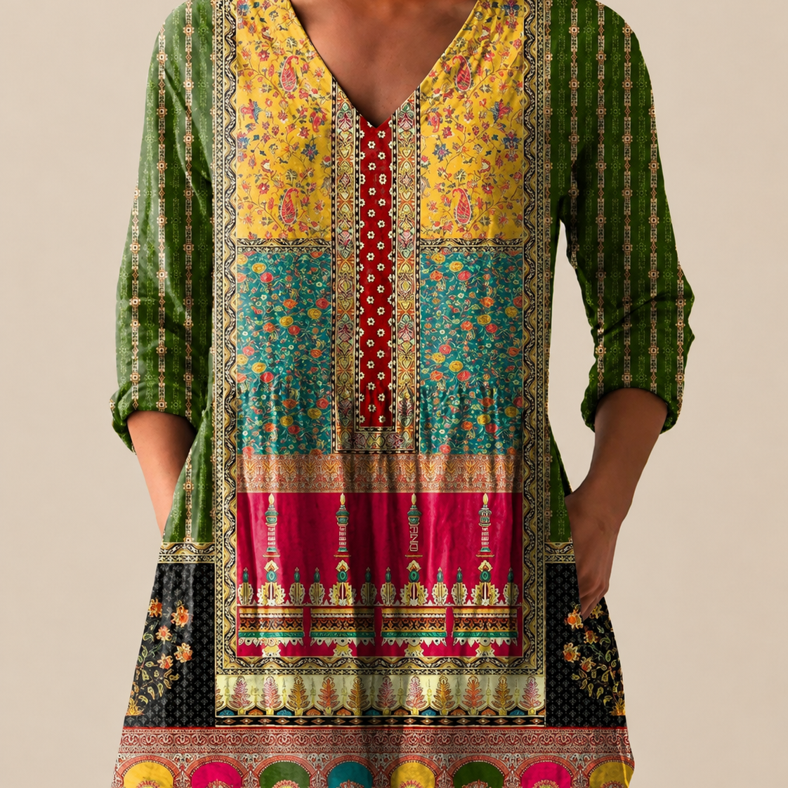 Nyla | Long Blouse with Expressive Print