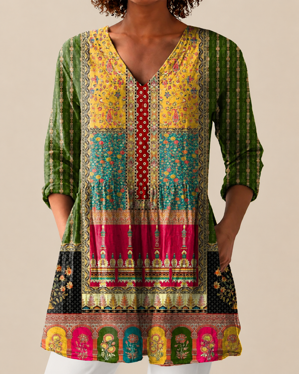 Nyla | Long Blouse with Expressive Print