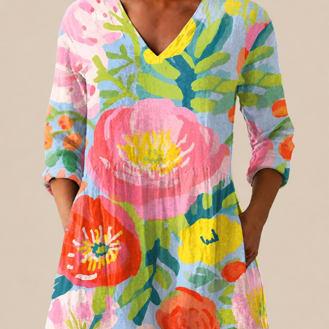 Ayra | Long Blouse with Bold Print