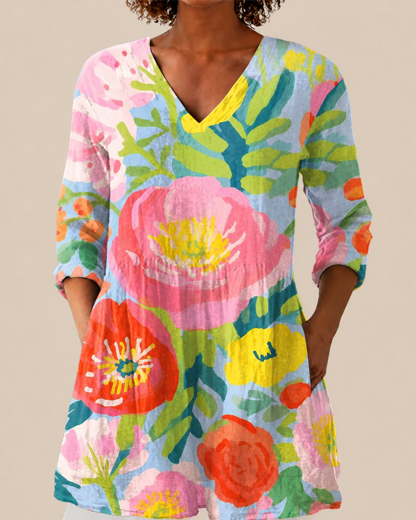 Ayra | Long Blouse with Bold Print