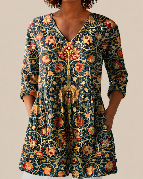 Liora | Long Blouse with Expressive Print