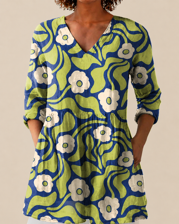 Talia | Long Blouse with Bold Print