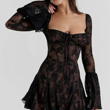 Mabel - Lace Mini Dress with Long Sleeves — view 9