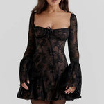 Mabel - Lace Mini Dress with Long Sleeves — view 10