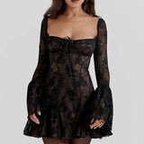Mabel - Lace Mini Dress with Long Sleeves — view 10