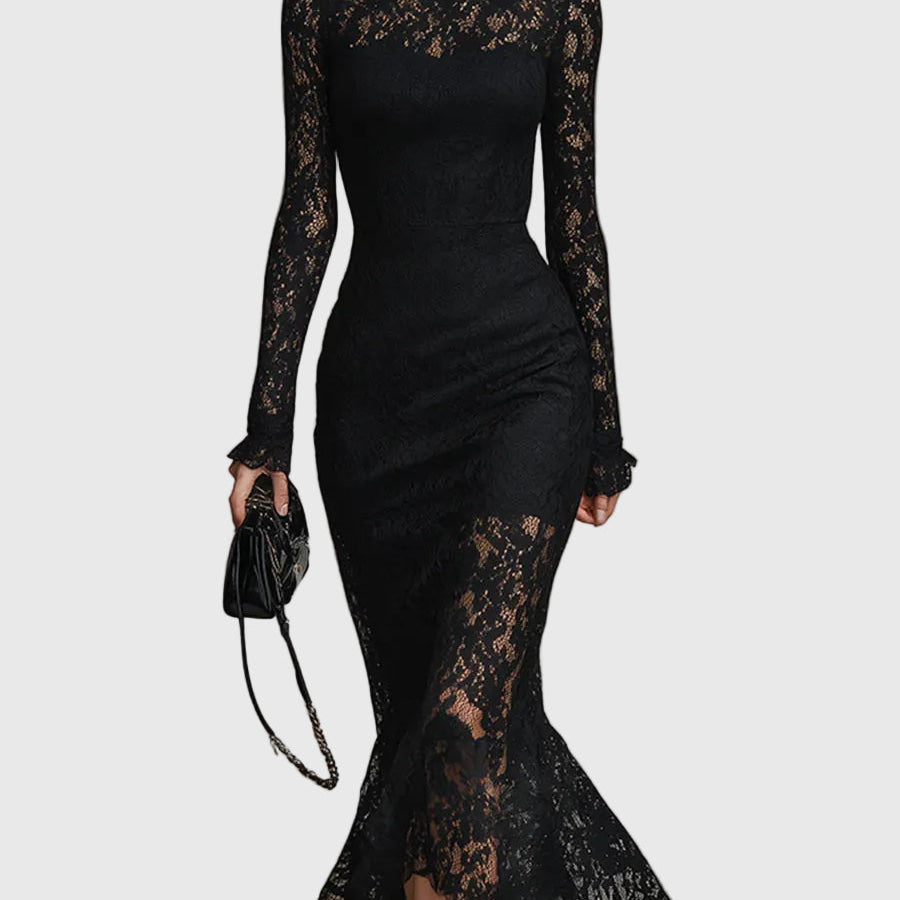 Monica | Elegant Maxi Dress with Flared Lace Skirt