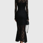 Monica | Elegant Maxi Dress with Flared Lace Skirt — view 2