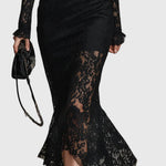 Monica | Elegant Maxi Dress with Flared Lace Skirt — view 5