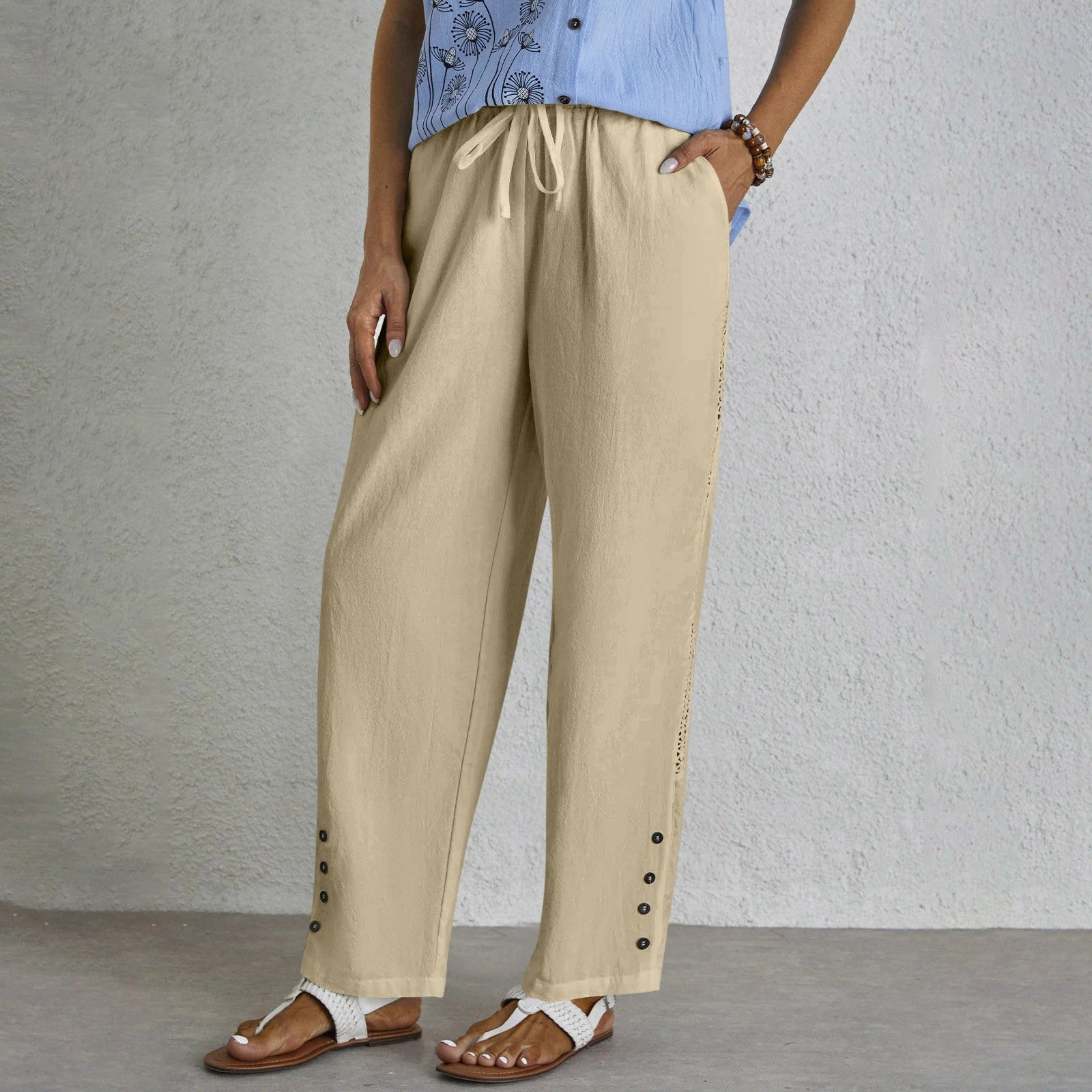 Shania - Relaxed Pants with Buttons — view 2
