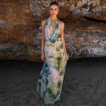 Reign - Backless Maxi Dress with Halter Neck